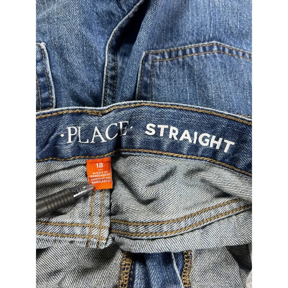 The Childrens Place Boys Straight Leg Jeans Medium Wash Blue Size 18 Cotton